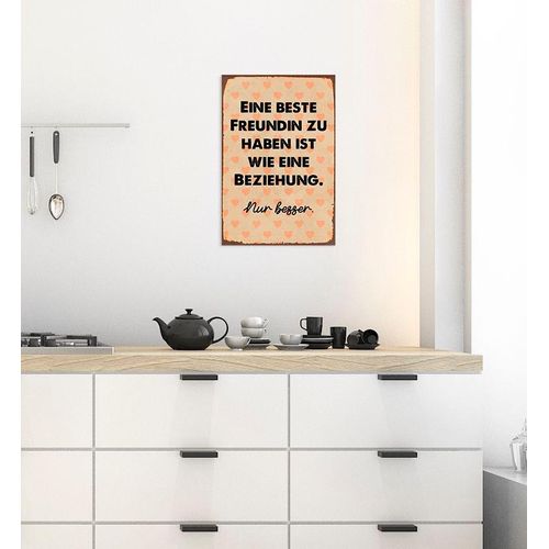 4067437341607 - Metallbild QUEENCE Beste Freunde Bilder Gr B H 30 cm x 45 cm Metallbild Schriftzüge Hochformat 1 St beige Metallbilder Stahlschilder