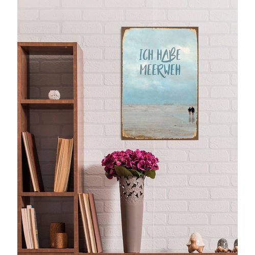 4067437337280 - Metallbild QUEENCE Meerweh Bilder Gr B H 30 cm x 45 cm Metallbild Hochformat 1 St grau Metallbilder Stahlschilder