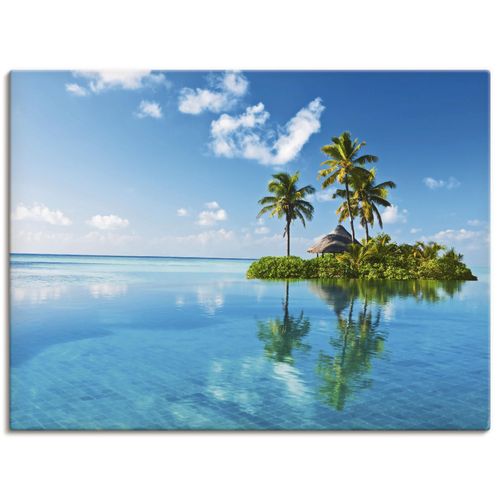 4055327239813 - Wandbild ARTLAND Tropisches Paradies - Insel Palmen Meer Bilder Gr B H 60 cm x 45 cm Leinwandbild Amerika Querformat 1 St blau Bild Poster Bilder als Alubild Leinwandbild Wandaufkleber oder in versch Größen