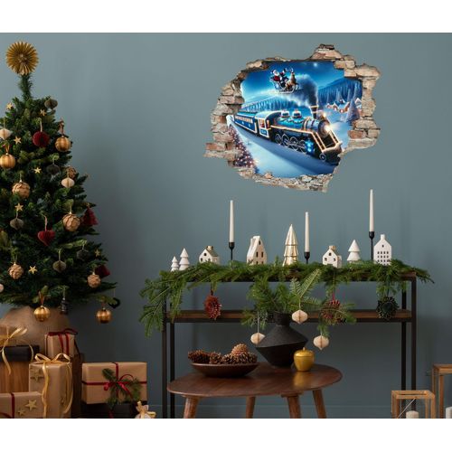 4067437116366 - 3D-Wandtattoo QUEENCE Lokomotive im Schnee blau B60cm H50cm T03cm Vinyl Wandtattoos selbstklebender Wandsticker Weihnachten 4067437116366 - 3D-Wandtattoo QUEENCE Lokomotive im Schnee blau B60cm H50cm T03cm Vinyl Wandtattoos selbstklebender Wandsticker Weihnachten