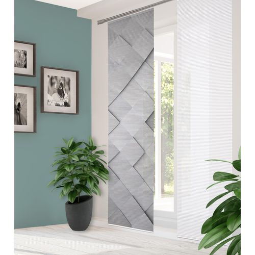 4056751514118 - Schiebegardine HOME IN GREEN SYLVIA Gr 1 grau B60cm H245cm Polyester Gardinen DIGITALBEDRUCKT BAMBUSOPTIK RECYCELT