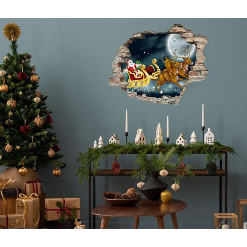 4067437116458 - 3D-Wandtattoo QUEENCE Weihnachtsmann mit Rudolf blau B60cm H50cm T03cm Vinyl Wandtattoos selbstklebender Wandsticker Weihnachten 4067437116458 - 3D-Wandtattoo QUEENCE Weihnachtsmann mit Rudolf blau B60cm H50cm T03cm Vinyl Wandtattoos selbstklebender Wandsticker Weihnachten