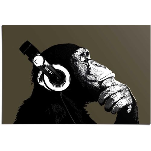 8714597340549 - Poster REINDERS Schimpanse Kopfhörer braun (farbe bild(er) braun) B915cm H61cm Papier Bilder 8714597340549 - Poster REINDERS Schimpanse Kopfhörer braun (farbe bild(er) braun) B915cm H61cm Papier Bilder