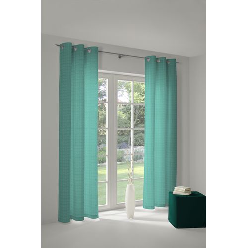 4004567208547 - Vorhang ADAM Vorhang Graphic Ventus aus 100 % Bio-Baumwolle Ösen (1 St) Gr 1 blau (petrol) B145cm H145cm Jacquard Baumwolle (Bio-Baumwolle) Gardinen Blickdichter Vorhang Graphic Ventus aus Bio-Baumwolle Made in Germany
