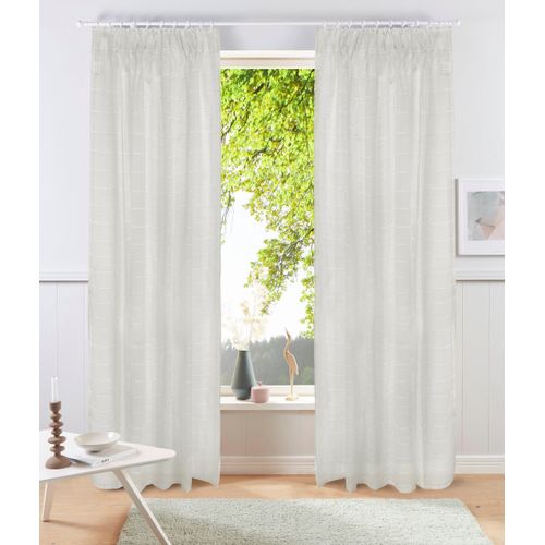 4068223993628 - Gardine MY HOME Kym Gr 1 beige (beige weiß) B135cm H145cm Leinen Polyester Gardinen