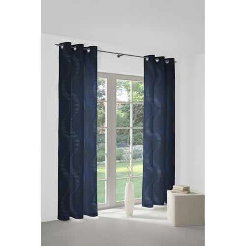 4004567150808 - Vorhang WIRTH Lupara Gr 1 blau B132cm H150cm Jacquard Obermaterial 75% Polyester 25% Baumwolle Gardinen