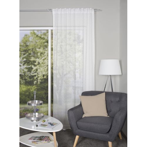 4056751479301 - Vorhang HOME WOHNIDEEN PANILIA Gr 4 weiß (wollweiß) B140cm H245cm Wirkware Polyester Gardinen Kombibandschal PANILIA mit Raschelspitze