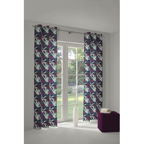 4004567287795 - Vorhang ADAM Vorhang Jungle aus 100 % Bio-Baumwolle Ösen (1 St) Gr 1 bunt (dunkelblau lila) B145cm H145cm Jacquard Baumwolle (Bio-Baumwolle) Gardinen Blickdichter Vorhang Jungle aus Bio-Baumwolle Made in Germany