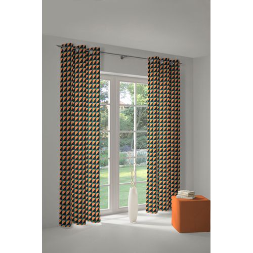 4004567284497 - Vorhang ADAM Vorhang Circles aus 100 % Bio-Baumwolle Ösen (1 St) Gr 1 bunt (orange dunkelblau türkis) B145cm H145cm Jacquard Baumwolle (Bio-Baumwolle) Gardinen Blickdichter Vorhang Circles aus Bio-Baumwolle Made in Germany