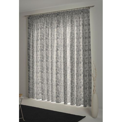 4004567306137 - Vorhang ADAM Flower Cuvée Gr 1 schwarz (schwarz beige) B142cm H145cm Jacquard Baumwolle Gardinen Vorhang Flower Cuvée aus 100% Bio-Baumwolle Multiband (1 St)