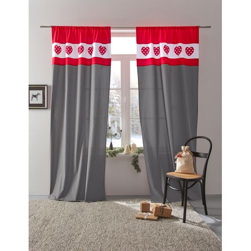 4068222451709 - Gardine HOME AFFAIRE Holly Gr 3 rot B110cm H225cm Baumwolle (Bio-Baumwolle) Gardinen