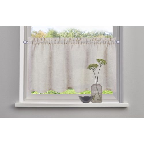 4068223969142 - Scheibengardine MY HOME Louvelle Gr 1 linen B90cm H30cm Polyester Gardinen Leinenoptik Scheibengardine modern basic