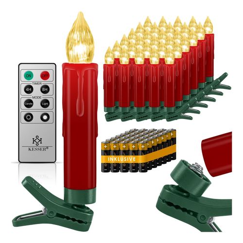 4260751943919 - KESSER® Weihnachtsbaumkerzen 20 LED Inkl Batterien Kabellos - Warmweiß - mit Fernbedienung Funk - Timerfunktion - Flackern - Dimmbar Weihnachtskerzen Christbaumkerzen Befestigungsklammern Kerzen 4260751943919 - KESSER® Weihnachtsbaumkerzen 20 LED Inkl Batterien Kabellos - Warmweiß - mit Fernbedienung Funk - Timerfunktion - Flackern - Dimmbar Weihnachtskerzen Christbaumkerzen Befestigungsklammern Kerzen