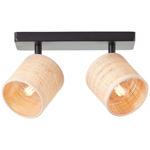 4004353410345 - Raffy Spotbalken 2flg natur schwarz Metall Seegras 2x D45 E14 28 w - braun - Brilliant