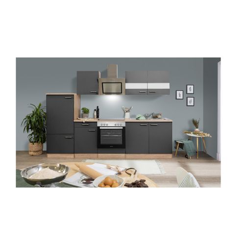 4260407690518 - Küchenzeile ca 270 cm mit Kühl- Gefrierkombi -versch Ausführungen - grau 4260407690518 - Küchenzeile ca 270 cm mit Kühl- Gefrierkombi -versch Ausführungen - grau