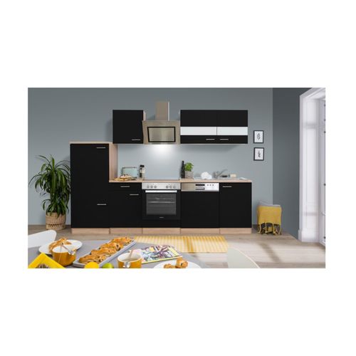 4260407690617 - Küchenzeile ca 280 cm mit Kühlschrank Geschirrspüler - versch Ausführungen - schwarz