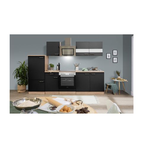 4260407690532 - Küchenzeile ca 270 cm mit Kühl- Gefrierkombi -versch Ausführungen - schwarz 4260407690532 - Küchenzeile ca 270 cm mit Kühl- Gefrierkombi -versch Ausführungen - schwarz