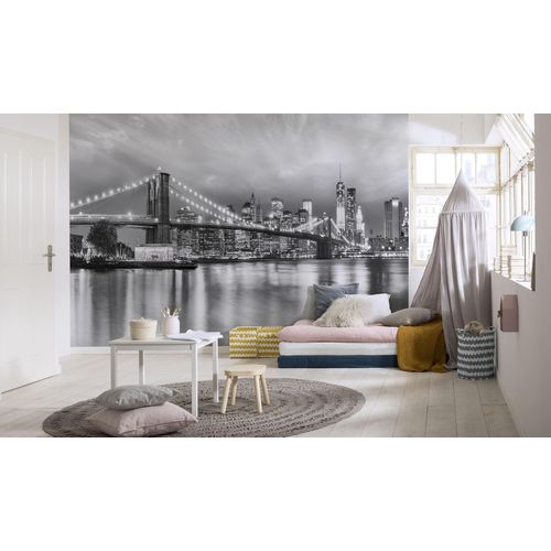 4036834089344 - Fototapete KOMAR Brooklyn B W - Größe 368 x 254 cm schwarz-weiß (schwarz weiß) Rollen Papier Tapeten Wohnzimmer Schlafzimmer