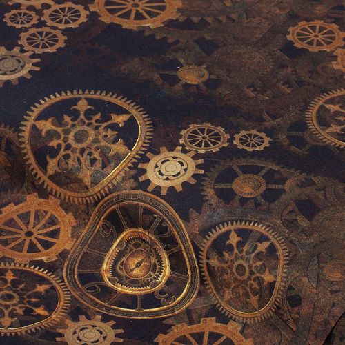4058896107255 - Baumwollstoff-Digitaldruck Steampunk Serie Ria braun-color