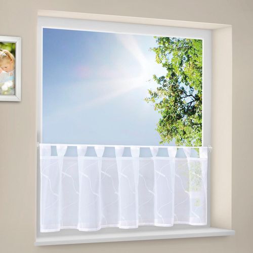 4007863678571 - Scheibengardine Arist Gr 1 weiß B150cm H50cm Polyester Gardinen SB-Schlaufenbistro Arist weiß mit Stickerei 150cm X 50 cm (B x H)