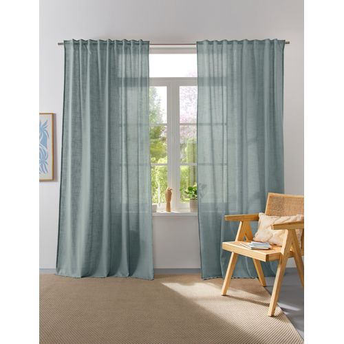 4068222337379 - Vorhang Linsdorf Gr 2 grün (grün mint) B140cm H225cm Polyester HOME AFFAIRE COLLECTION Gardinen Leinenstruktur halbtransparent