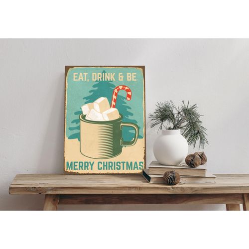 4067437115352 - Alu-Dibond-Druck QUEENCE Drink braun (farbe bild(er) braun) B20cm H30cm T02cm Alu Dibond Bilder Marshmallow Christmas Schild