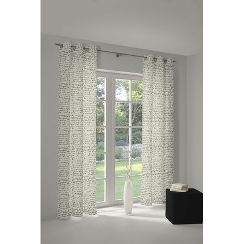 4004567292485 - Vorhang ADAM Vorhang Scribble aus Leinen und Bio-Baumwolle Ösen (1 St) weiß (naturweiß schwarz) B145cm H175cm Jacquard Baumwolle (Bio-Baumwolle) Leinen Gardinen Vorhang Scribble aus Leinen und Bio-Baumwolle Ösen (1 St)