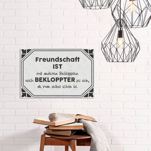 4067437340679 - Metallbild QUEENCE Freundschaft Bilder Gr B H 30 cm x 45 cm Metallbild Schriftzüge Querformat 1 St schwarz Metallbilder Stahlschilder