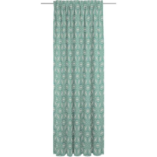 4004567310707 - Vorhang ADAM Retro Floret Gr 1 blau (petrol) B142cm H145cm Jacquard Baumwolle Gardinen aus 100% Bio-Baumwolle Multifunktionsband (1St)