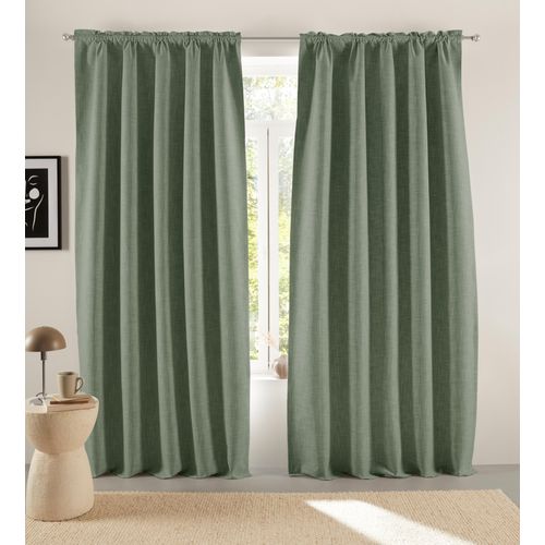 4068223948901 - Verdunkelungsvorhang Marusha Gr 1 dunkelgrün B135cm H145cm Polyester Polyester LEGER HOME BY LENA GERCKE Gardinen Verdunkelnder Vorhang blickdicht Leinenoptik verschiede Größen