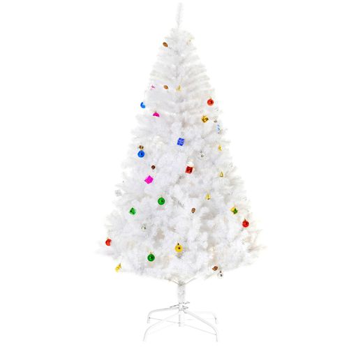 4250871202652 - Weihnachtsbaum künstlicher Christbaum Tannenbaum Baum 180cm mit Ständer inkl Dekor (180cm weiß Weihnachtsbaum 1) - Homcom