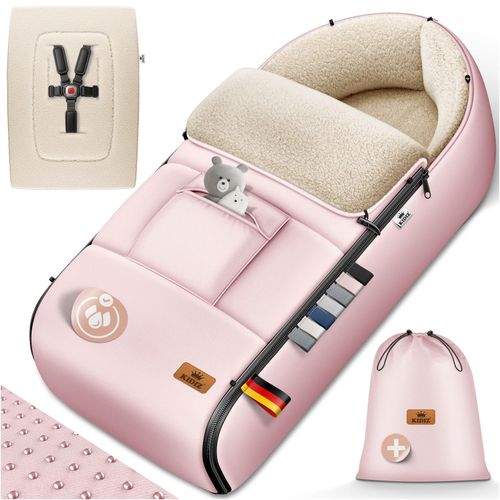 4260663285992 - KIDIZ® Babyfußsack Baby Fußsack Winterfußsack Babyschale mit Reißverschluss Kuschelsack Babydecke Kinderwagen waschbar verschließbarer Kopfteil Tasche passend für alle Kinderwagen