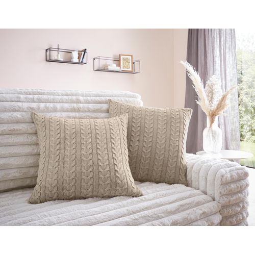 4068222577829 - Dekokissen Trisha 2er Set beige B50cm L50cm Baumwolle LEGER HOME BY LENA GERCKE Dekokissen_Sitzkissen_Kissenhüllen Modernes Strickmuster 50x50 ohne Füllung Zopfmuster 2er Set