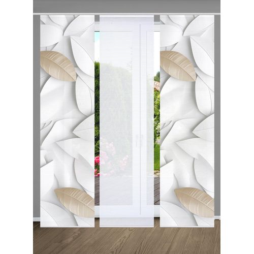 4056751515139 - Schiebegardine HOME IN GREEN LISON Gr 1 beige (naturfarben) B60cm H245cm Polyester Gardinen SET DIGITALDRUCKBAMBUSOPTIK RECYCELT