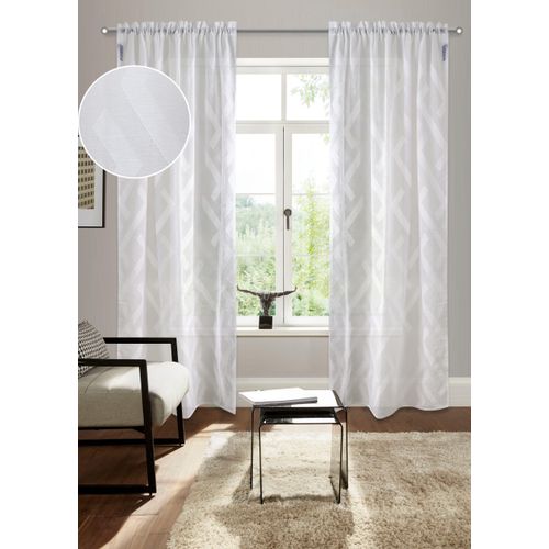 4068222401001 - Gardine BRUNO BANANI Lynn Gr 2 weiß B140cm H175cm Scherli Polyester Gardinen schöner Schal Scherli zeitlos und modern