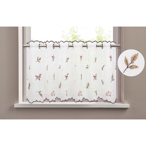 4068223969630 - Scheibengardine MY HOME Alphonse Gr 1 braun B90cm H30cm Polyester Gardinen Bestickt floral gemustert schöne Haptik