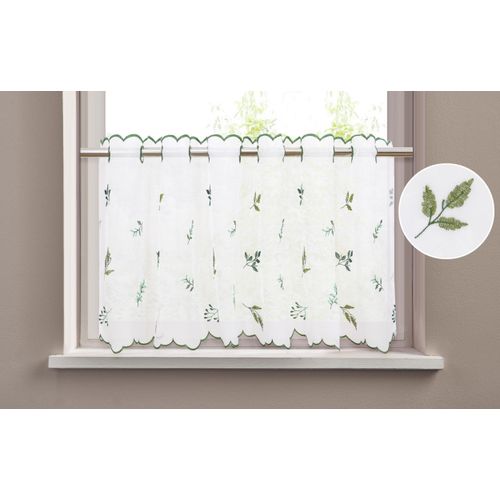 4068223968329 - Scheibengardine MY HOME Alphonse Gr 1 grün B90cm H30cm Polyester Gardinen Bestickt floral gemustert schöne Haptik