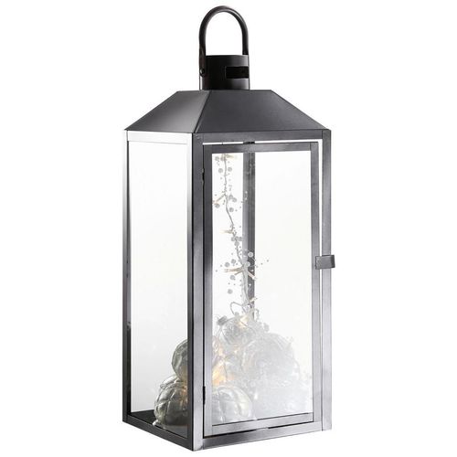 9009852597714 - Laterne  Klar Schwarz  Metall Glas  24x57x23 cm  Dekoration Windlichter & Laternen Laternen
