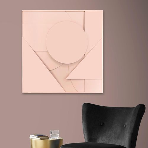 5011583537253 - Bild mit Rahmen ART FOR THE HOME Abstract 3D beige (farbe bild(er) beige) B80cm H80cm T35cm Ø35cm Leinwand Bilder Wanddeko Ornament Beige 80x80cm