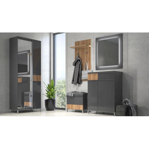 4067474963848 - Wandspiegel PLACES OF STYLE Onyx grau (anthrazit hg) B76cm H822cm T31cm Glas Spanplatte Spiegel UV lackiert für besondere Farbbrillianz