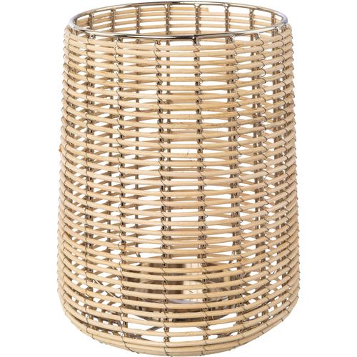 4064118178484 - Windlicht HOME AFFAIRE Kerzenhalter Vallenay braun (braun silberfarben) H22cm Ø17cm Metall Massivholz Kerzenhalter aus Naturweide und Metall