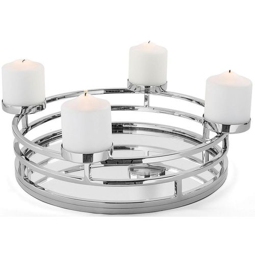 4042911580048 - Adventsleuchter FINK MODENA für 4 Stumpenkerzen Ø 8 cm Deko-Tablett für Weihnachten silber (silberfarben) H12cm Ø38cm Edelstahl Kerzenhalter Adventskranz Ø 38 cm Kerzenhalter aus Edelstahl Weihnachtsdeko 4042911580048 - Adventsleuchter FINK MODENA für 4 Stumpenkerzen Ø 8 cm Deko-Tablett für Weihnachten silber (silberfarben) H12cm Ø38cm Edelstahl Kerzenhalter Adventskranz Ø 38 cm Kerzenhalter aus Edelstahl Weihnachtsdeko