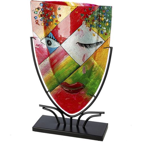 4063387592847 - Tischvase CASABLANCA BY GILDE Gesichtsvase oval Dreaming orange H 49 cm orange B30cm H49cm T105cm Glas Metall Vasen 4063387592847 - Tischvase CASABLANCA BY GILDE Gesichtsvase oval Dreaming orange H 49 cm orange B30cm H49cm T105cm Glas Metall Vasen