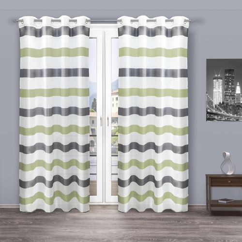 4015161117012 - Gardine DECOLIFE Liko Gr 1 grün (grau grün weiß) B135cm H245cm Wirkware Polyester Gardinen Ösenschal Liko grau-grün gestreift 4015161117012 - Gardine DECOLIFE Liko Gr 1 grün (grau grün weiß) B135cm H245cm Wirkware Polyester Gardinen Ösenschal Liko grau-grün gestreift