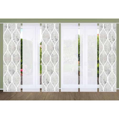 4056751443883 - Schiebegardine HOME IN GREEN VIDARO Gr 1 grau B60cm H245cm Polyester Gardinen SET DIGITALDRUCKBAMBUSOPTIK RECYCELT