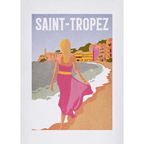 4055065176708 - Wandbild »Vintage Travel Saint-Tropez« (1 St) Deutsches Premium-Poster Fotopapier mit seidenmatter Oberfläche und hoher Lichtbeständigkeit Für fotorealistische Drucke mit gestochen scharfen Details und hervorragender Farbbrillanz