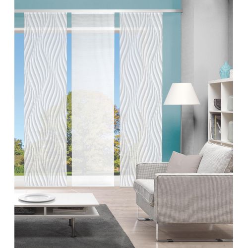 4056751298841 - Schiebegardine VISION S 3ER SET WAVE Gr 1 grau B60cm H260cm Polyester Gardinen HxB 260x60 Schiebevorhang 3er Set Digitaldruck