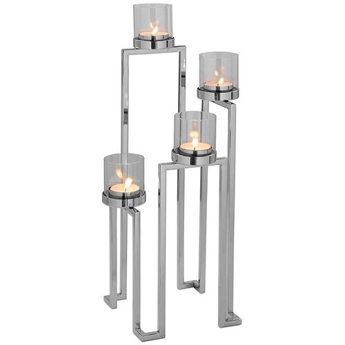 4042911430442 - Kerzenhalter FINK GRANT Weihnachtsdeko silber (silberfarben) B H T 22cm x 56cm x 22cm Edelstahl Glas aus Edelstahl und Glas 4-flammig Adventsleuchter B22cm H56cm T22cm 4042911430442 - Kerzenhalter FINK GRANT Weihnachtsdeko silber (silberfarben) B H T 22cm x 56cm x 22cm Edelstahl Glas aus Edelstahl und Glas 4-flammig Adventsleuchter B22cm H56cm T22cm
