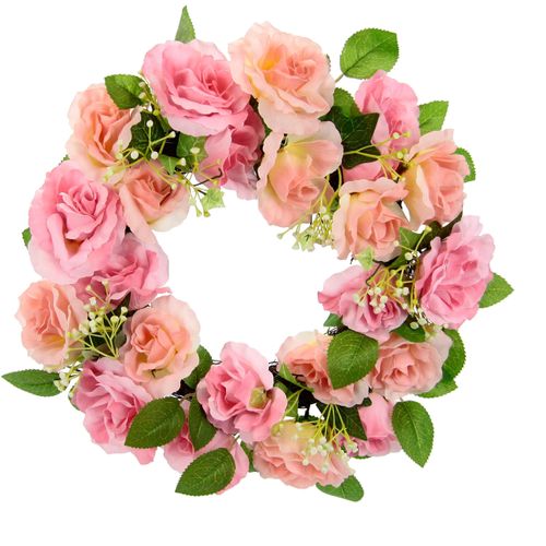 4019844776824 - Kunstkranz IGEA Rosen Kunstpflanzen Gr B H L 35 cm x 9 cm x 35 cm 1 St rosa Kunst-Kränze 9 cm