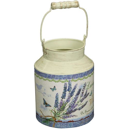 4050223745215 - Dekovase Lavendel - Milchkanne beige (creme) B14cm H27cm T14cm Ø14cm Metall Vasen